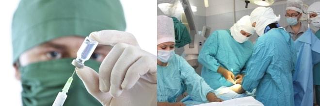 Введение в вену наркоза перед резекцией яичника